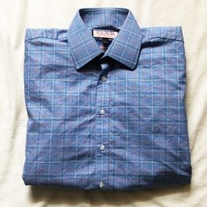 Thomas pink blue check dress shirt sz 17.5